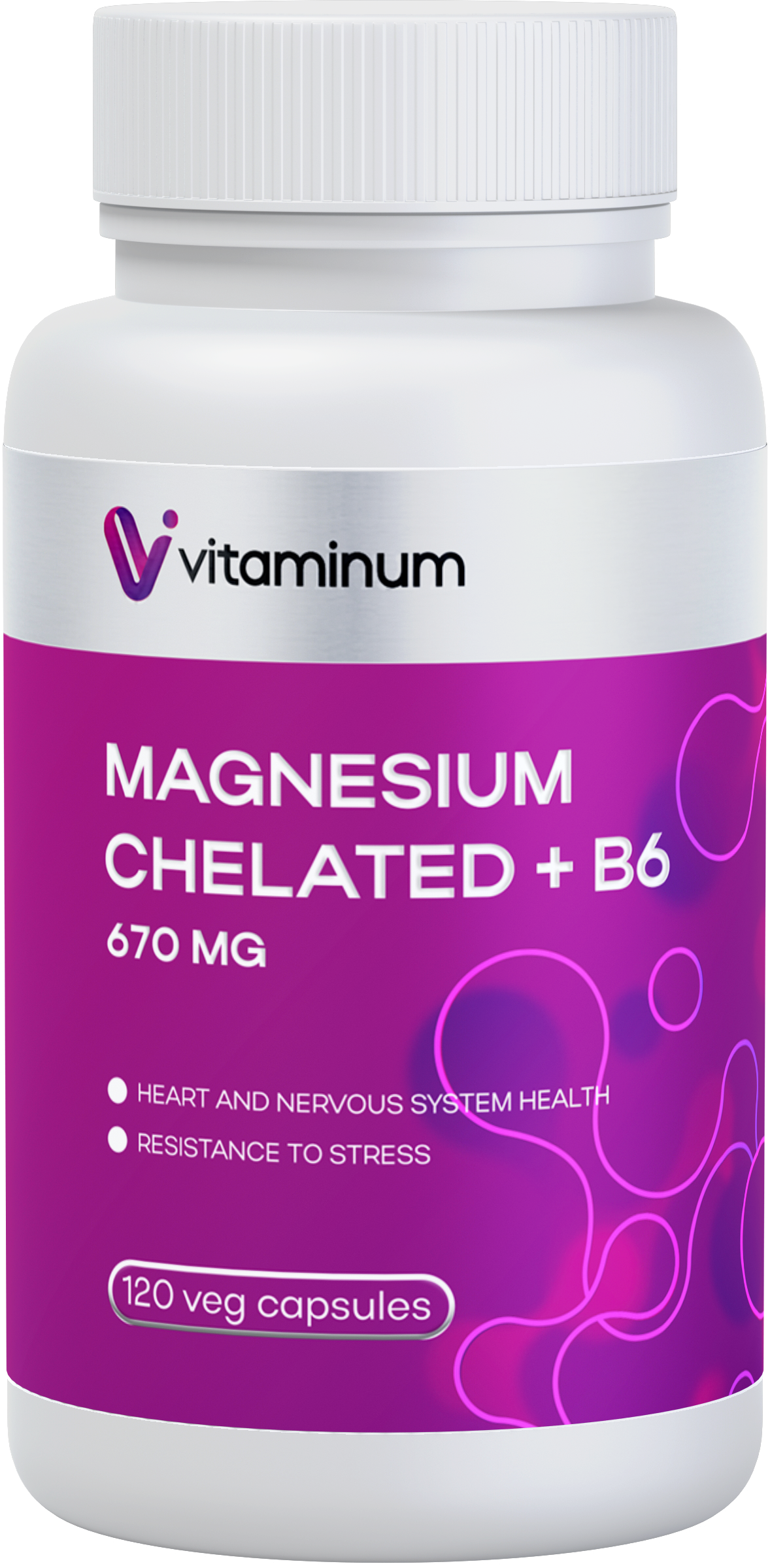  Vitaminum МАГНИЙ ХЕЛАТ + витамин В6 (670 MG) 120 капсул 800 мг  в Арсеньеве